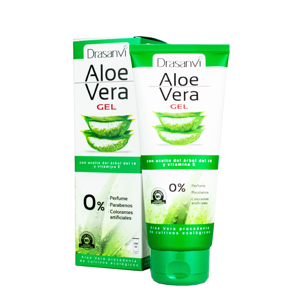 GEL ALOE VERA ORGÁNICO, ACEITE ESENCIAL ÁRBOL DE TÉ, ACEITE RICINO Y VIT. E VEGANO – FRASCO X 200 ML